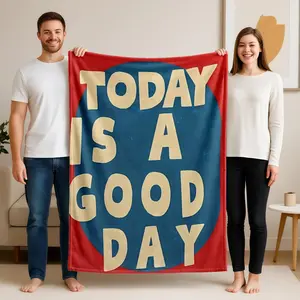 1 piece A beautiful day full of positivity and optimism. themed flannel blanket - Microfiber comfortable flannel sofa blanket, suitable for beds and sofas, all-season use, modern design, digitally printed pattern, 100% polyester material, machine