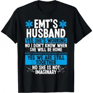 Cotton Short Sleeve Night Shift EMT Funny For Husband Paramedic Wife EMS T-Shirt For Men Women
