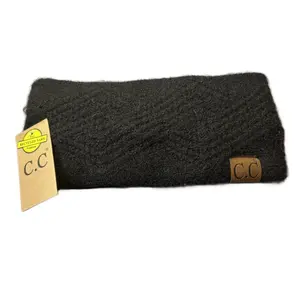 Thick Black CC knitted headband/ head wrap