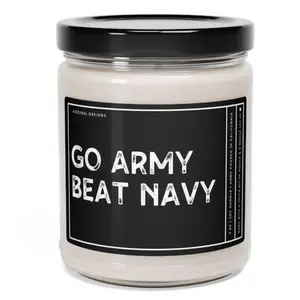 Go Army Beat Navy 9 oz Soy Candle, Americas Game Candle, Military Football Candle, Gift for College Sports Fan, College Football Candle Gift Decor Fruit Lavender Vanilla Freshener Decoration Scent Scented Aroma