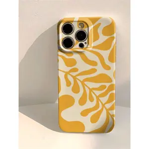 1pc Minimalist Artistic Leaf Pattern Perforated Glossy Filament Phone Hard Case,  Compatible With IPhone 11/12/13/14/15/16 Pro Max Waterproof Shockproof Anti-Fall Scratch Resistant,Suitable For IPhone 17 Air