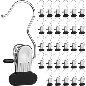 30-Pack Counts Boot Hangers Clips, Heavy Duty Clothes Pins Laundry Hook Hangers Clips for Wardrobe Travel Closet Organizer Socks Towels Pants Handbag ​ Hanging