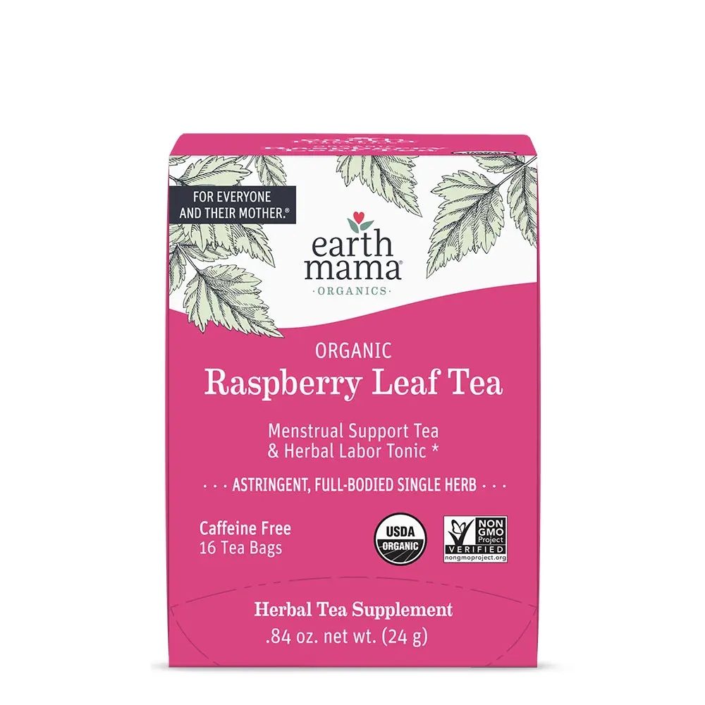 Earth Mama Organic Raspberry Leaf Tea – Labor Support Herbal Tea with Red Raspberry Leaf – 16 Tea Bags