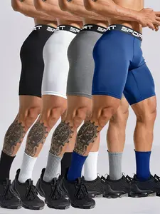 4-Pack Men’s Athletic Running Shorts, Quick Dry Moisture Wicking Breathable Stretch Workout Shorts for Gym Training, Fitness, Jogging & Daily Active Wear, Athleisure Shorts, Performance Sports Shorts Set in Black, White, Gray and Blue