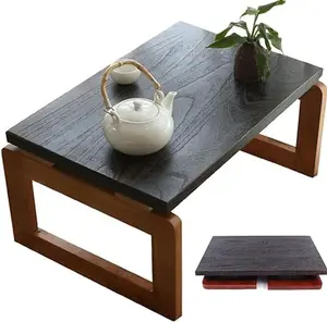 Wooden Floor Table for Sitting on The Floor Folding Coffee Table Portable Small Tea Table Low Picnic Table boyfriendbirthdaybasket spacesavingendtable