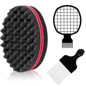 Twist Sponge Kit for Afro Curls, Curl Sponge with Freeform Hair Pick & Grid Comb, Dread Sponge Starter Set for Men, Natural Hair Styling Tools