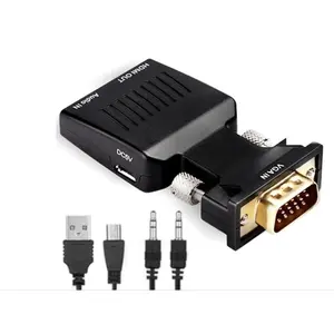 VGA to HDMI Adapter Converter with Audio PC VGA Source Output to TV Monitor HDMI Connector Active Male VGA in Female HDMI 1080p Video Dongle for Computer Laptop Projector