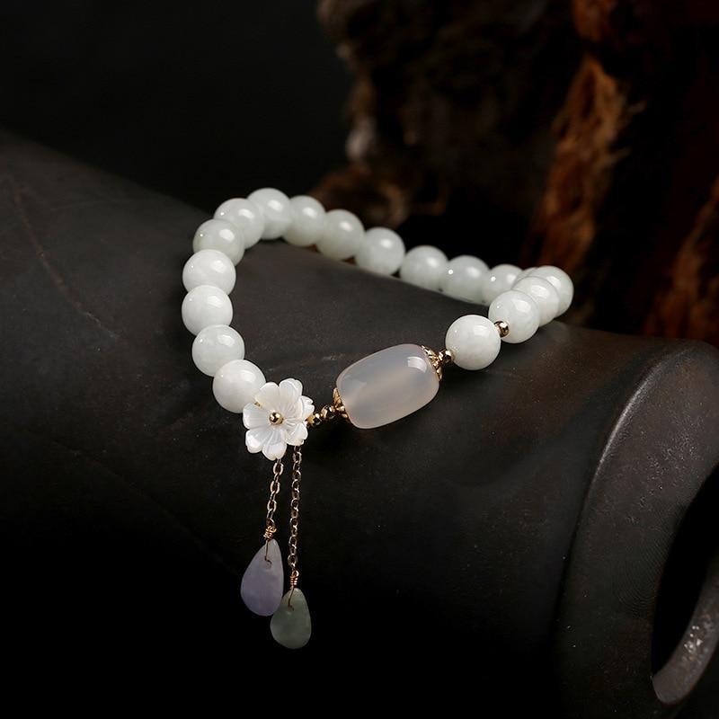 Shell flower jade water drop bracelet, for  her