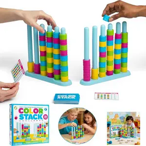 Color Match Challenge Game,Family Board Game - Quick Thinking Stacking Challenge, Travel-Friendly Color Line and Game Tower Stack Party Game