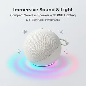 Spherical 5th Gen Alexa Dot Speaker With RGB LED Light, Wireless Subwoofer, TWS Connection And Portable Base.