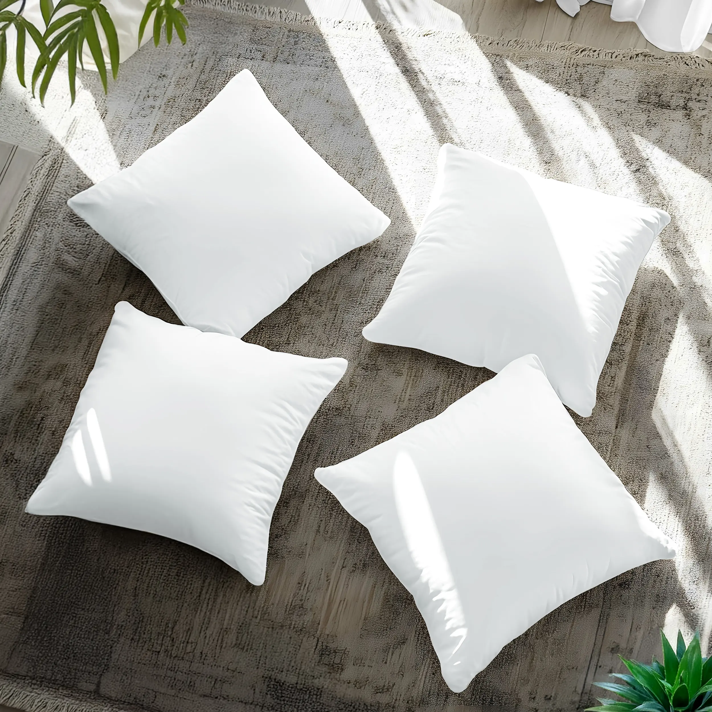 4-Pack White Throw Pillow Inserts – Soft Fluffy Decorative Cushions, Square Pillow Inserts for Couch, Sofa, Bed & Living Room Decor