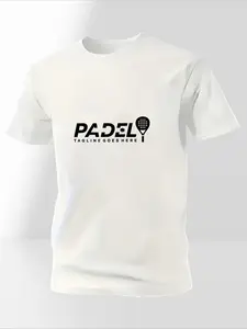 Men's Padel Racket Graphic T-Shirt - Breathable Lightweight Summer Shirt with Padel Stick Print, Soft Crew Neck Short Sleeve Tee Suitable for & Casual Wear