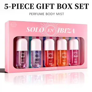 5-Piece Set, SOLO EN IBIZA Body & Hair Fragrance Mist Gift Box, Long Lasting Perfume, 5 Different Scents, Perfect For Holiday Gifts, Dating, Daily Life, Parties, 3.4 fl oz/bottle