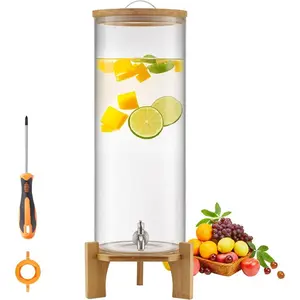 VEVOR Beverage Dispenser, 3.5 Gallon Drink Dispensers for Parties, Glass Juice Dispenser with Wood Stand, Stainless Steel Spigot, Iced Tea Lemonade Juice Water Dispensers for PartiesVEVOR Super Brand Day