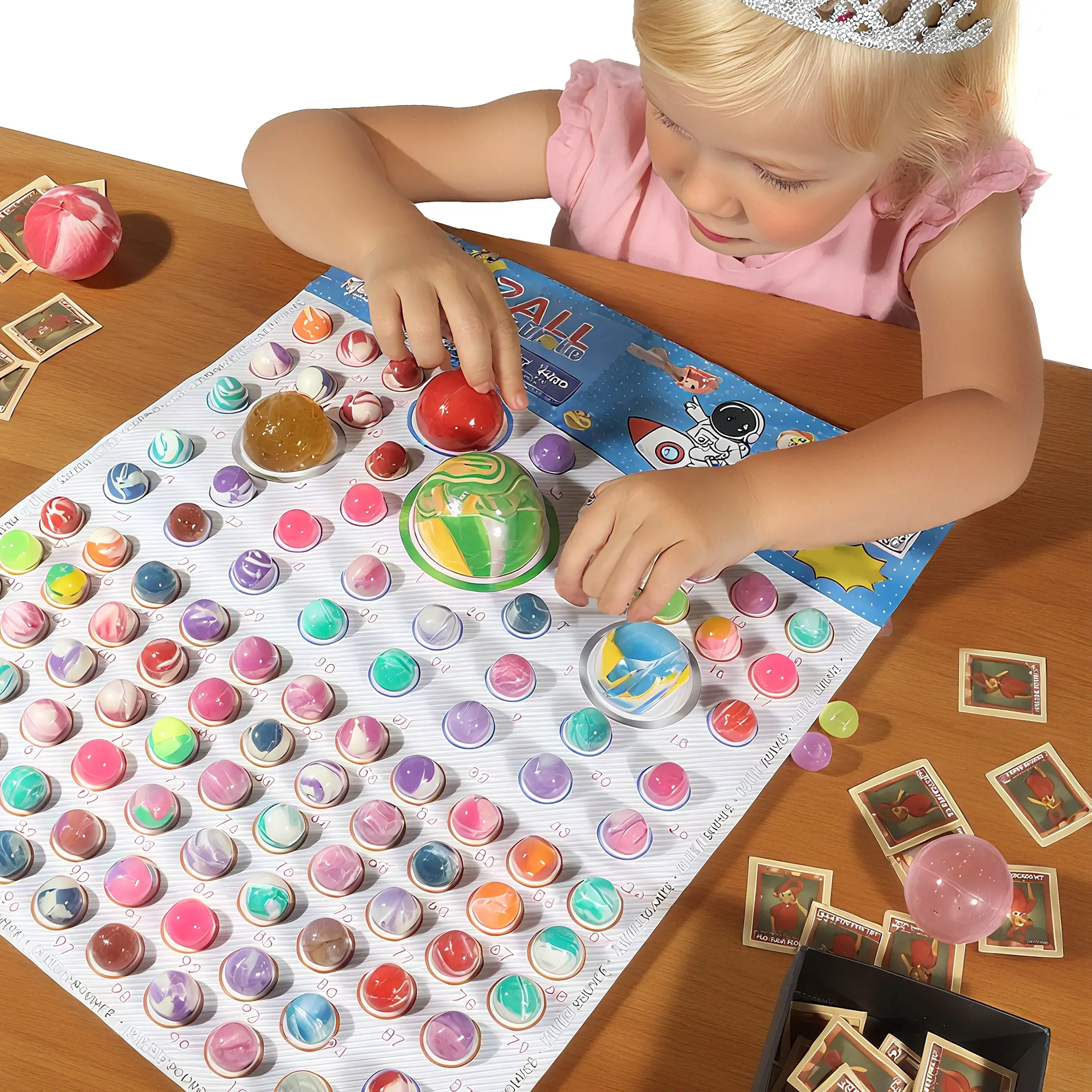Kids Multicoloured Geometric Art Toy Matching Game Set - 100 Elastic Beads, 110 Number Cards, Interactive Party Activity, Children Development Educational Learning Toy for Ages 3+