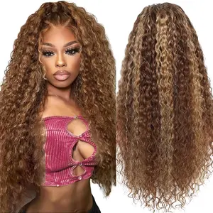 13x6 HD Honey Blonde 4/27 Deep Wave Highlight Ombre Lace Front Wig Human Hair  Lace Frontal Wigs Glueless Wigs Human Hair