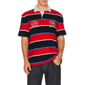 Tommy Jeans Relaxed Bold Stripe Rugby in Rapid Red Stripe