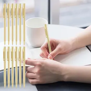 Gold Slim Ballpoint Pens Black Ink Medium Point (1 Mm), Gold Pens for Writing, Retractable Ballpoint Pens Writing Tool Black Ink for Pocket Notebook Notepads School