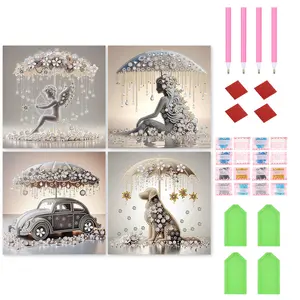4pcs 5D DIY Partial Special Shaped Drill Diamond Painting Umbrellas Art 30x30cm