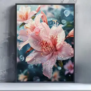 Lily with Dew Drops Pattern Diamond Arts Colorful Painting without Frame, DIY 5D Diamond Arts Colorful Painting Kit, Wall Art Decor for Home