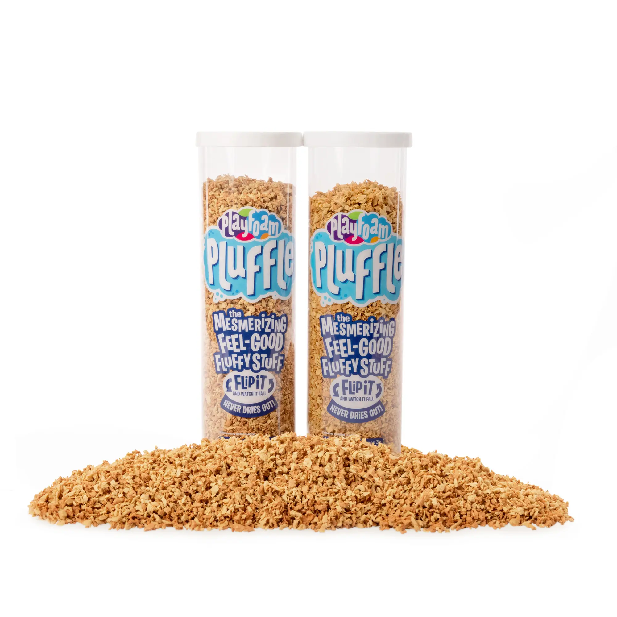 Educational Insights Pluffle 2-Pack - Sand Color, VIRAL SENSORY BIN FILLER, Ages 3+, Non-Toxic, Gluten-Free, Lightweight Sensory Bin Filler for Multisensory Learning, Slime Alternative