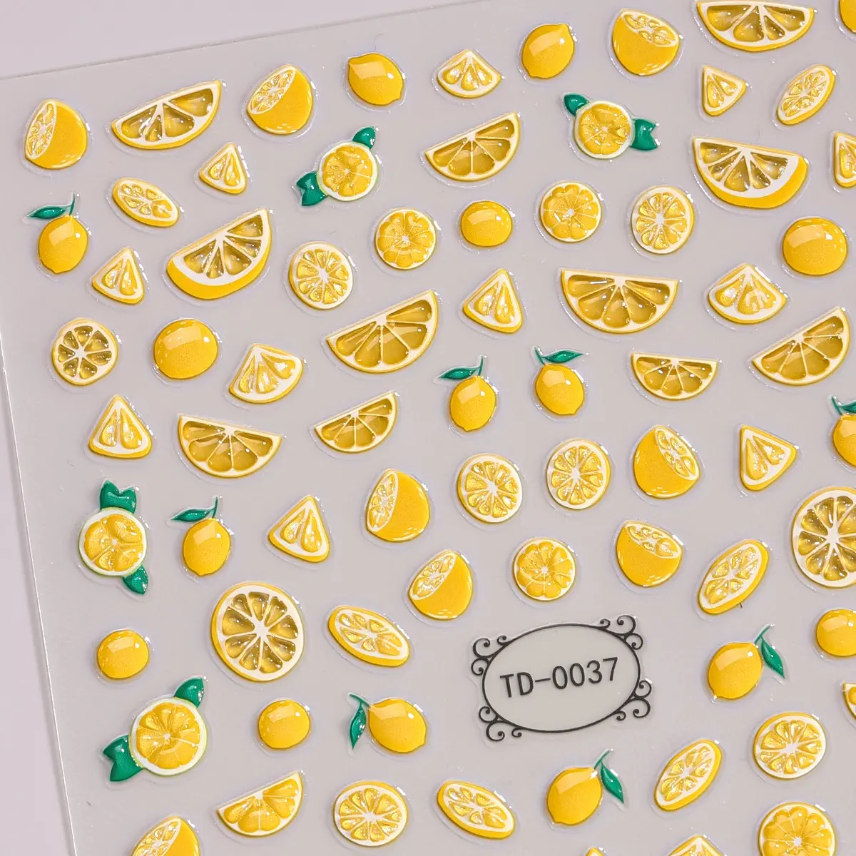 5D Summer Lemon Nail Art Sticker, Nail Charms, Embossed Fruit Design Self-Adhesive Nail Decoration, DIY Nail Accessories for Women, Nail Art Supplies, Nail Art Designs
