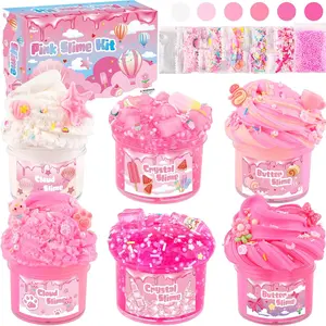 6 Pack Slimes Kit, Pink Slime for Kids, Cloud Butter & Clear Slime, Party Favors Toys for Girls Boys Ages 8-12, Goodie Bag Stuffers, Birthday Gift Ideas for 9-10 Year Old Girls Cute Stuff
