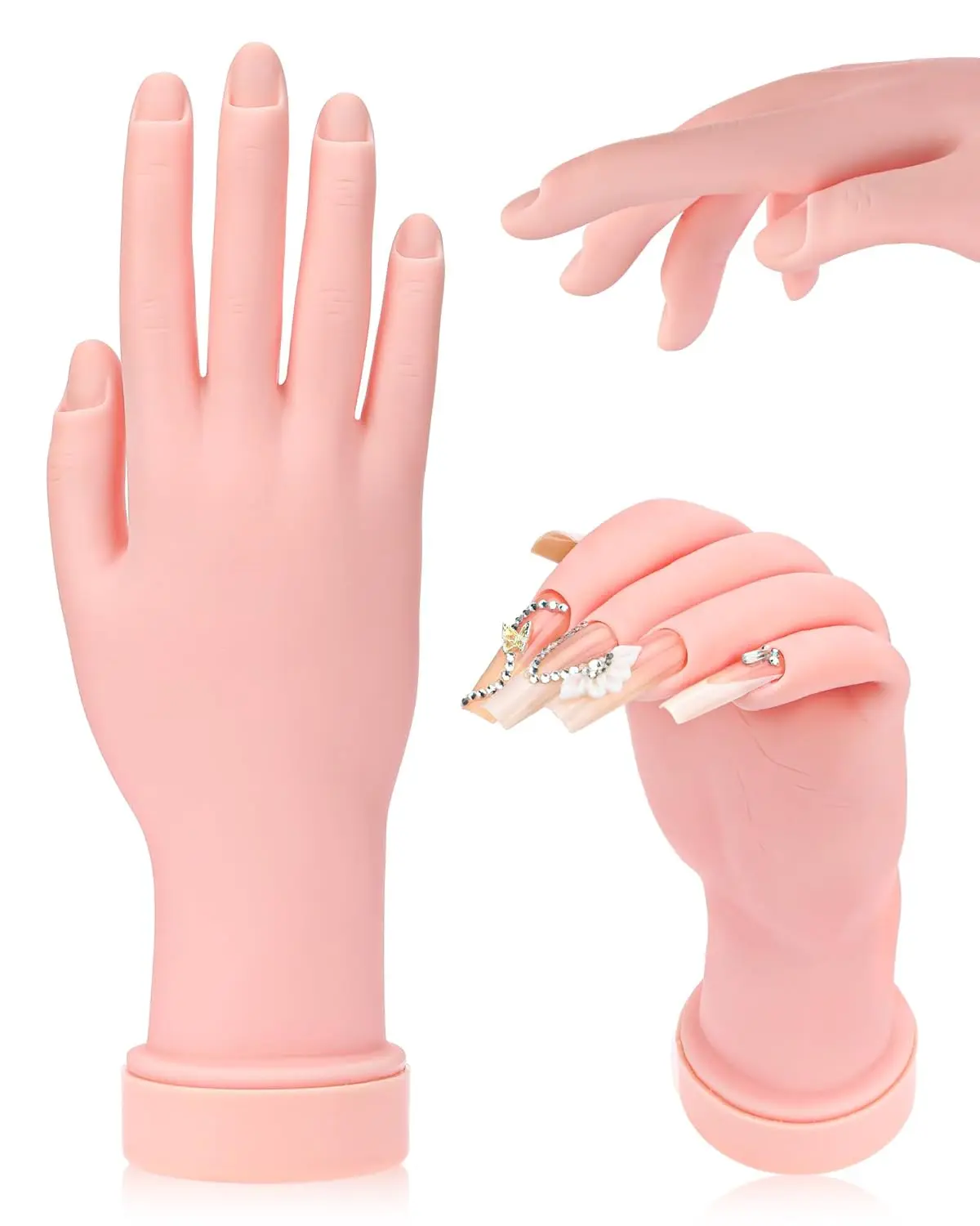 Practice Hand for Acrylic Nails, Flexible Mannequin Hand for Nail Art Practice, Bendable Fake Hand for Beginners, Nail Technician Training & Acrylic Nail Extensions, Nail Supplies