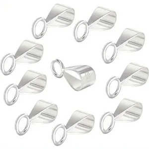 10Pcs 925 Sterling Silver Slider Pendant Clasp for Necklace,Bails for Jewelry Making Pendant Bail Connector with Open Loop,Hand Tools Kits tools