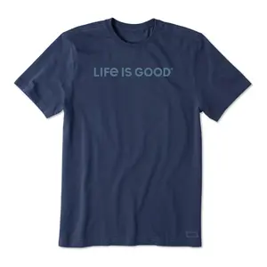 Life is Good Men's Dark Blue Wordmark Horizonta l Crusher Tee