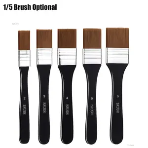 1/5 Pcs Wide Flat Multi-Function Paint Brushes - Nylon Chip Brushes Perfect for Acrylic Watercolor Creation & Gesso Varnish Application on Canvas