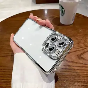 Luxury Rhinestone Bling Clear Phone Case for iPhone 17/16/15/14/13/12 Pro Max/Plus, Glitter Diamond Shockproof Protective Cover