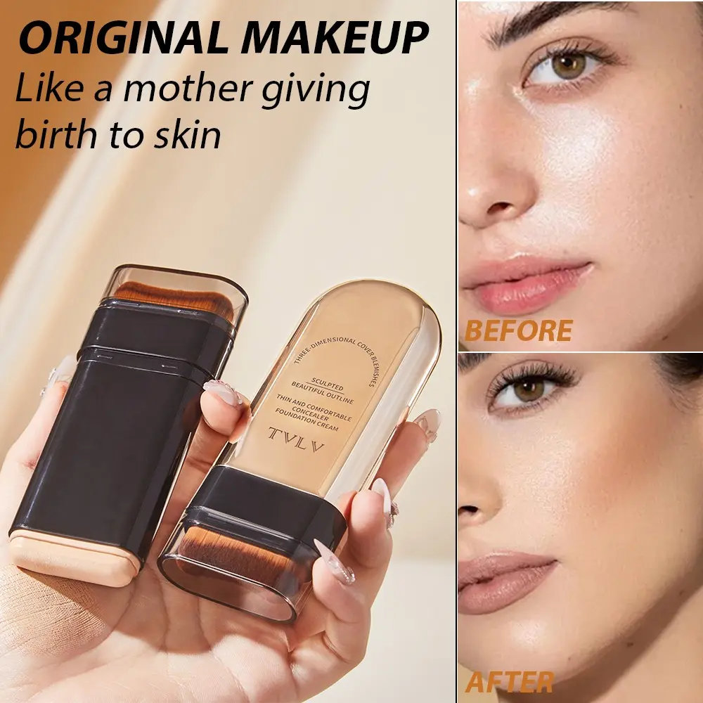 Eraser Foundation Stick, Soft Matte Foundation, Long Wear Foundation, Long-Lasting Coverage, Waterproof & Sweatproof, Non-Caking Formula, Concealer Cream, Flawless Makeup Cosmetic, for Flawless Finish
