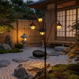 Outdoor Solar Vintage Court Lantern, Warm Light 4led, Garden Path Lighting, Japanese Style, High Battery Life, Festival Decor, Solar Outdoor Lights