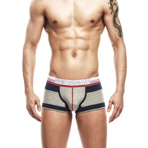 Men's Stylish Low-Rise Color-Block Boxer Briefs Trendy Contoured Underwear for Students
