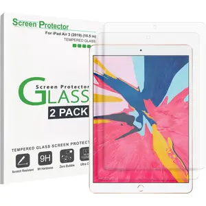 Glass Screen Protector for iPad Air 3, iPad Pro 10.5" (2017),  Pencil Compatible, Tempered Glass, 2 Pack