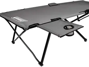 Coleman Pack-Away Camping Cot with Removable Side Table, Extra Wide Cot Fits Adults up to 6ft 6in or 300lbs, Carry Bag Included