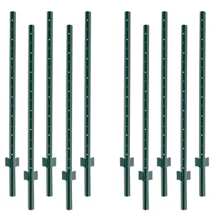 10 Pack Fence Post 4.8 Feet Height, Sturdy Duty T & U Post Metal Stakes for Fence, Garden Patio & Lawn