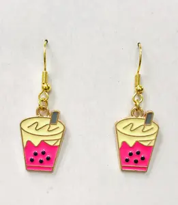 Boba Tea Earrings Fuchsia