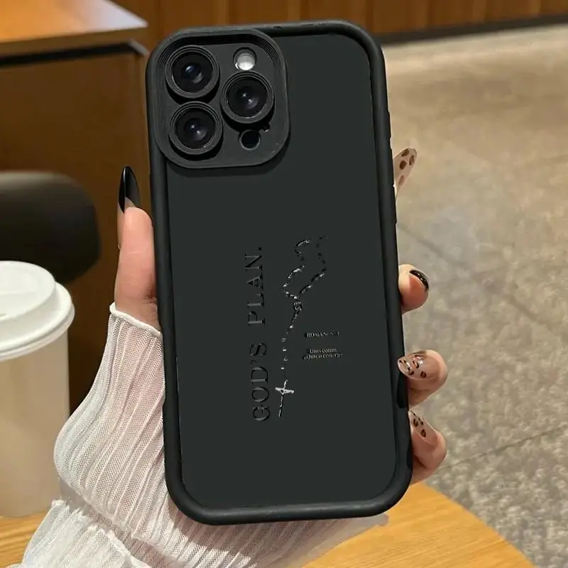 God's Plan chain cross pattern phone case. Compatible with iPhone 17 Pro Max/16 Pro Max/15 Plus/14/13/12/11, TPU soft case. Compatible with Galaxy S26 Ultra/S25 Plus/S24/S23, Dopamine color. Compatible with Galaxy A54/A53/A33/A15.