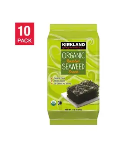 Kirkland Signature Organic Roasted Seaweed Snack 0.6 oz 10-count Sesame Flavor Winter Harvest 20 Calories Per Serving Sesame Flavor