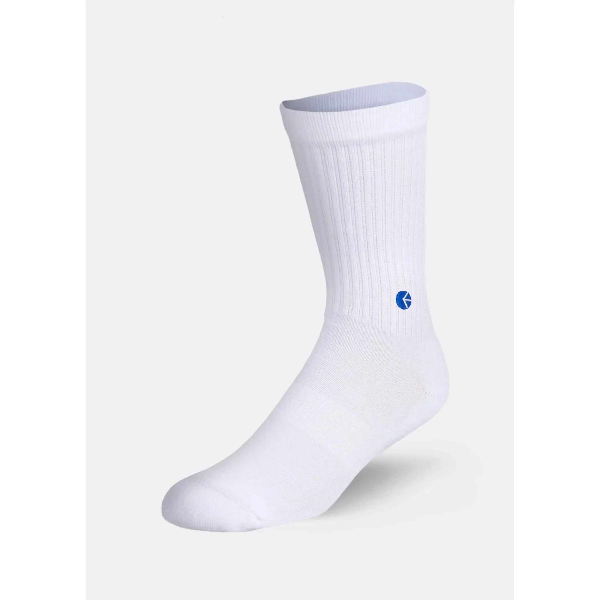 White - Blue Logo - Ethika Logo - Blue | Mens Crew Socks