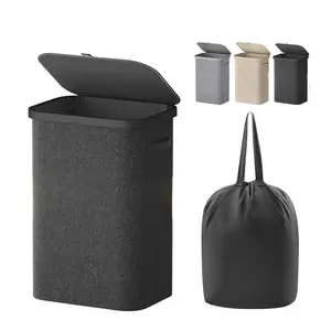 Large Capacity Laundry Basket 85L with Lid, Plastic Handles & Detachable Bag, Ideal for Laundry Room Bedroom Bathroom Dormitory Use, College Laundry Baskets