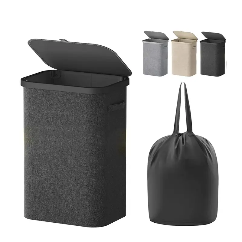 Large Capacity Laundry Basket 85L with Lid, Plastic Handles & Detachable Bag, Ideal for Laundry Room Bedroom Bathroom Dormitory Use, College Laundry Baskets, Clothes Basket Laundry, Laundry Bin, Laundry Hamper