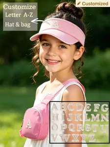 2 Piece Kids Baseball Cap and Bag Set, Customizable Letter A-Z Fashion Sports Set, Summer Sun Protection Hat, Adjustable Travel Waist Pack , Ages 8-16