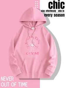 Men's Hooded Sweatshirt Fall & Winter, Gold's Gym Muscle Man Print, Casual Loose Fit, American Fitness Style, Trendy Top