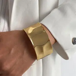 Elegant Gold Chunky Cuff Bangle for Women Simple & Sophisticated Minimalist Jewelry for Daily Wear Parties Birthday's Gift Durable Safe Material