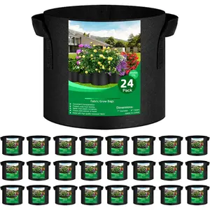 24-Pack 3 Gallon Thickened Non-Woven Grow Bags, Aeration Fabric Pots with Handles