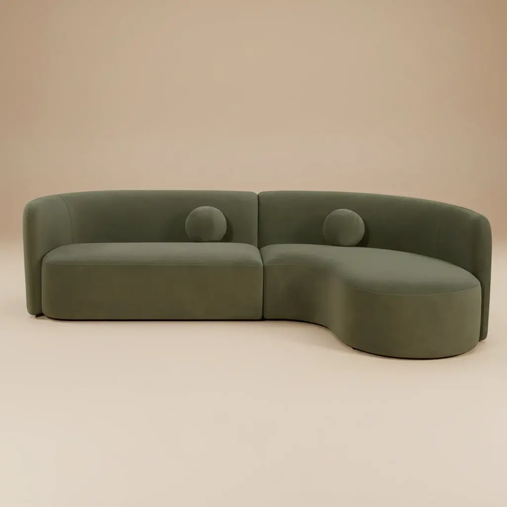 Revello Contemporary Olive Green Chenille 112-Inch Sectional Sofa