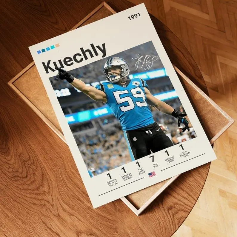 Football PosterLuke Kuechly Poster, Carolina Panthers Poster, NFL Poster, Sports Poster, NFL Fans, Football Poster, NFL Wall Art, Sports Bedroom Posters Decor Photo